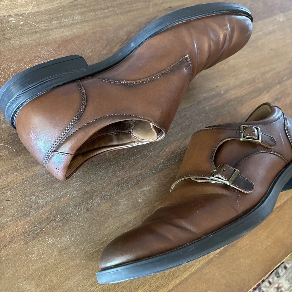 Men's Dress Shoes Size 11.5 Cognac Brown Apt. 9 Howiee Eco Ortholite Monk Strap
